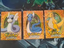 Pokemon Topps Blue Logo Vintage Card Collectible LP Dragonite Evolutions - Image 1
