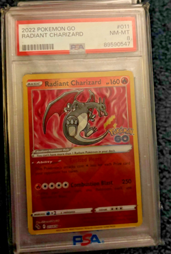 Pokemon GO STAMPED Radiant SHINY Charizard #011/078 PSA Graded Slab MINT 8 2022 - Image 1