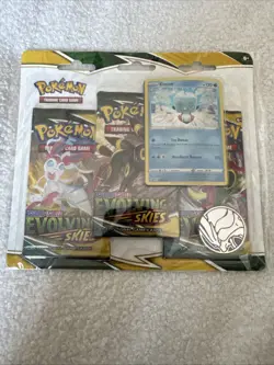 POKEMON SWORD SHIELD EVOLVING SKIES 3-PACK Blister BOOSTER EISCUE PROMO SEALED - Image 1
