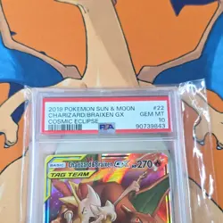 Pokemon Charizard & Braixen GX 22/236 Sm-Cosmic Eclipse Ultra Rare Holo PSA 10 - Image 1