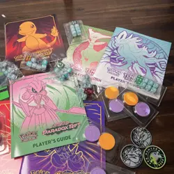Lot of 6 Pokemon Scarlet & Violet TCG Player's Guide Books + Chips & Dice Sets - Image 3