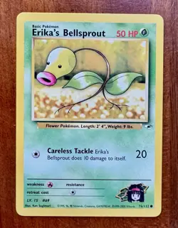 Pokemon TCG Erika's Bellsprout Gym Heroes 76/132 Unlimited Common - VINTAGE LP - Image 1