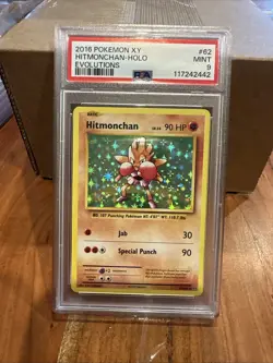 2016 POKEMON XY EVOLUTIONS #62 HITMONCHAN-HOLO PSA 9 - Image 1
