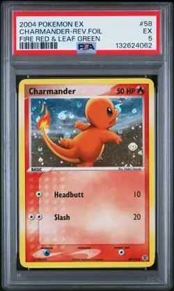 2004 POKEMON EX FIRE RED & LEAF GREEN #58 CHARMANDER-REVERSE FOIL PSA 5 - Image 1