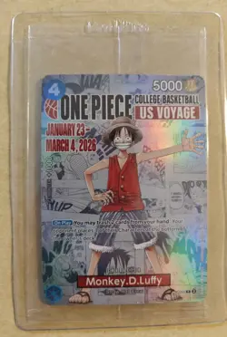 One Piece Monkey D. Luffy US Voyage College Basketball Promo Card - Sealed/Mint - Image 1