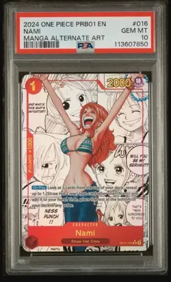 One Piece CCG Nami PRB01 Manga Alternate Art OP01-016 PSA 10 Gem Mint - Image 1