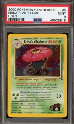 Pokemon Erika's Vileplume Gym Heroes Unlimited Holo Rare #5 PSA 9 Mint - Image 1