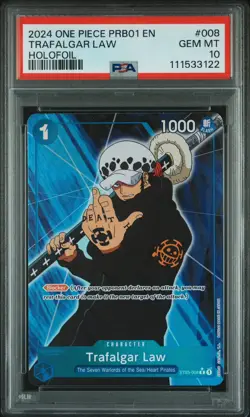 One Piece Trafalgar Law 2024 PRB01 Premium Booster Full Art Holofoil PSA 10 - Image 1