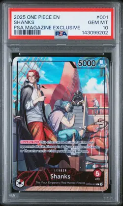 2025 ONE PIECE PROMOS PSA MAGAZINE EXCLUSIVE #001 SHANKS PSA 10 - Image 1