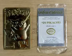 Pikachu - Pokemon 23K Gold-Plated Trading Card (Burger King 1999) - Image 1
