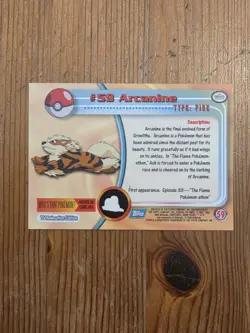 Arcanine #59 Topps Blue Logo TV Animation Edition 1999 Pokemon Card - NM-LP - Image 2