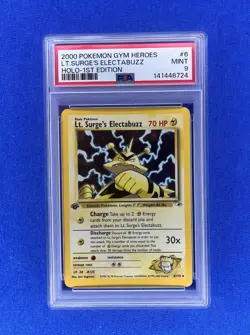 2000 Pokemon Gym Heroes 1st Edition Lt. Surge's Electabuzz Holo PSA 9 - Image 1