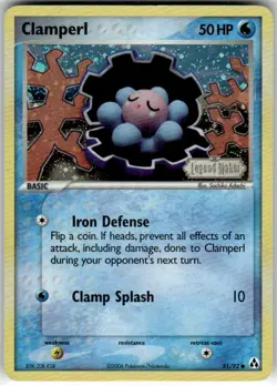 CLAMPERL - 51/92 - C - LEGEND MAKER - POKEMON - REVERSE HOLO - DAMAGED - Image 2