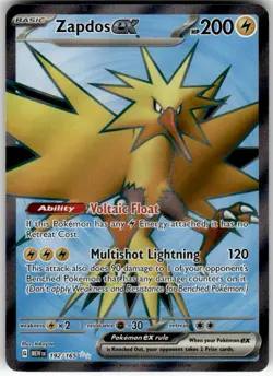 ZAPDOS EX - 192/165 - ULTRA RARE - 151 - POKEMON - - LP - Image 2