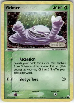 GRIMER - 54/92 - C - LEGEND MAKER - POKEMON - REVERSE HOLO - DAMAGED - Image 2
