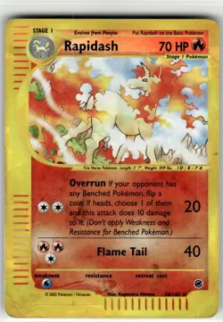 RAPIDASH - 62/165 - R - EXPEDITION BASE SET - POKEMON - REVERSE HOLO - DAMAGED - Image 2