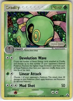 CRADILY - 3/92 - HOLO R - LEGEND MAKER - POKEMON - REVERSE HOLO - DAMAGED - Image 2