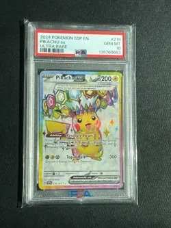 2024 Pokemon Surging Sparks SSP Pikachu Ex Ultra Rare 219/191 PSA 10 Gem Mint - Image 3