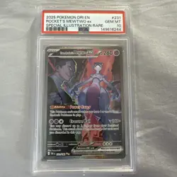 2025 POKEMON DESTINED RIVALS SPECIAL ILLUSTRATION TEAM ROCKET'S MEWTWO EX PSA 10 - Image 1