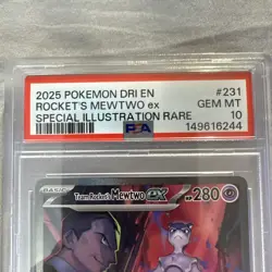 2025 POKEMON DESTINED RIVALS SPECIAL ILLUSTRATION TEAM ROCKET'S MEWTWO EX PSA 10 - Image 3