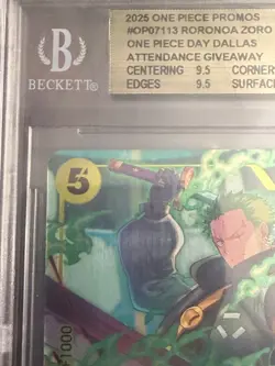 2025 ONE PIECE OP07-113 RORONOA ZORO ONE PIECE DAY DALLAS PROMO ENGLISH BGS 9.5 - Image 3