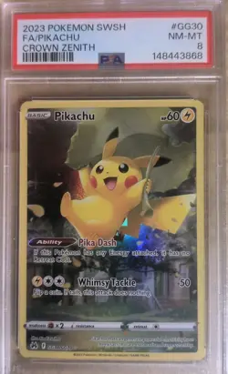 2023 Pokemon SWSH FA Pikachu Crown Zenith #GG30 PSA 8 - Image 1