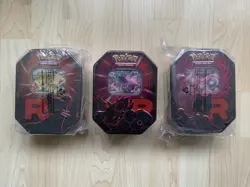 Pokemon TCG: Destined Rivals Team Rocket Tin Set of 3 New & Sealed Mewtwo - Image 1