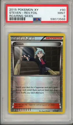 2015 Pokemon XY Roaring Skies Steven Reverse Foil Holo #90 PSA 9 - Image 1