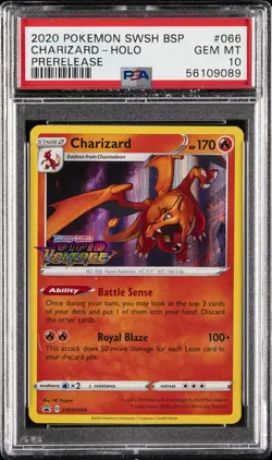 2020 POKEMON SWSH BLACK STAR PROMO PRERELEASE #066 CHARIZARD-HOLO PSA 10 - Image 1