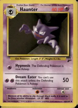 Haunter 43/130 Uncommon WOTC Base Set 2 Pokemon - Image 1