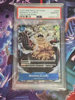 2025 ONE PIECE OP13-CARRYING ON HIS WILL TREASURE RARE MONKEY D. LUFFY PSA 10 - Image 1