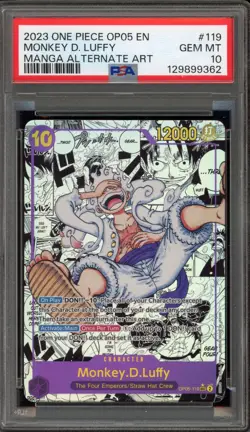 One Piece CCG Monkey.D.Luffy Manga Alternate Art OP05-119 PSA 10 Gem Mint - Image 1