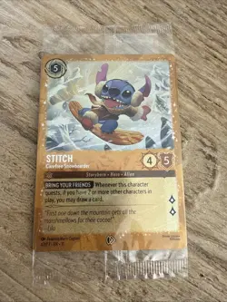 Disney Lorcana Stitch Carefree Snowboarder Glimmer Foil Winterspell Promo - Image 3
