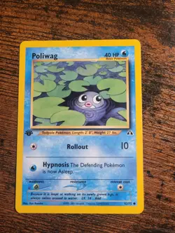 Poliwag 62/75 Common 1st Edition Pokemon Card Neo Discovery LP - Image 1