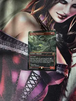 Hunting Velociraptor (Borderless) MTG Universes Beyond: Jurassic Park World (NM) - Image 1