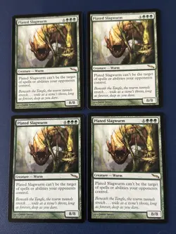 Plated Slagwurm X4 Mirrodin Ex Condition See Pics Front Back - Image 1