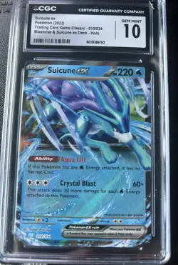Pokemon 2023 Suicune ex 010/034 TCG Classic CLB Holo CGC 10 GEM MINT - Image 1