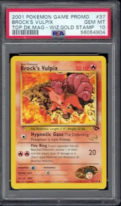 2001 Pokemon Brock's Vulpix Wizard Stamp 37/132 PSA 10 (Gym Challenge) - Image 1