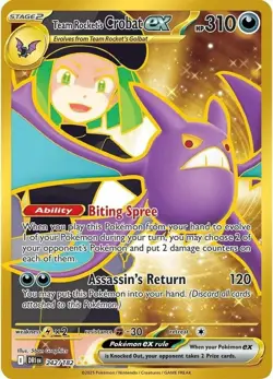 x1 Team Rocket's Crobat ex - 242/182 - Hyper Rare Pokemon SV10 Destined Rivals M - Image 1