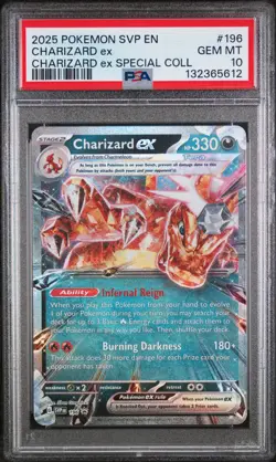 2025 POKEMON SVP EN-SV BLACK STAR PROMO #196 CHARIZARD EX PSA 10 - Image 1
