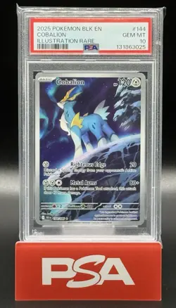 2025 POKEMON BLK EN-BLACK BOLT 144 COBALION ILLUSTRATION RARE PSA 10 - Image 1