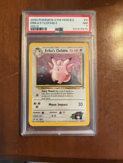 Pokemon 2000 Gym Heroes Holo #3 Erika's Clefable PSA 7 - Image 1