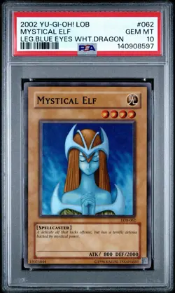 2002 Yu-Gi-Oh! Mystical Elf Legend of Blue Eyes LOB Unlimited Super Rare PSA 10 - Image 1