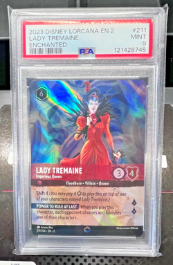 2023 Disney Lorcana Rise of the Floodborn Lady Tremaine Enchanted #211 PSA 9 - Image 1