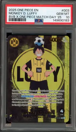 One Piece CCG Monkey.D.Luffy BVB X One Piece Match Day '25 Promo ST13-003 PSA 10 - Image 1