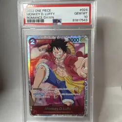 ONE PIECE ROMANCE DAWN OP01-024 MONKEY D. LUFFY PSA 10 GEM MINT - Image 1