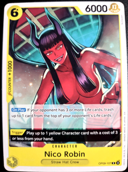 Nico Robin OP09-107 NM Yellow One Piece tcg Card Game Reprint - Image 1
