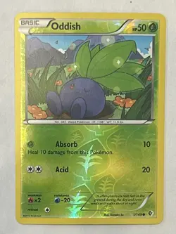2012 Pokemon Oddish Boundaries Crossed Reverse Holo Black & White Card 1/149 NM - Image 1