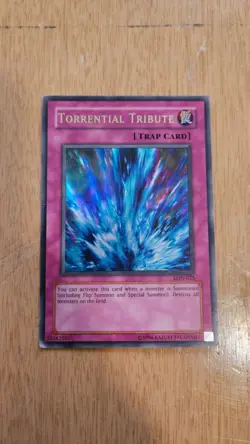 Heavily Played Unlimited Ultra Rare Torrential Tribute LON-025 YuGiOh card - Image 2