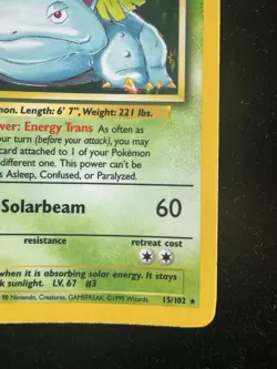 Venusaur 15/102 Holo Base Set Pokemon Card WOTC LP-NM - Image 4